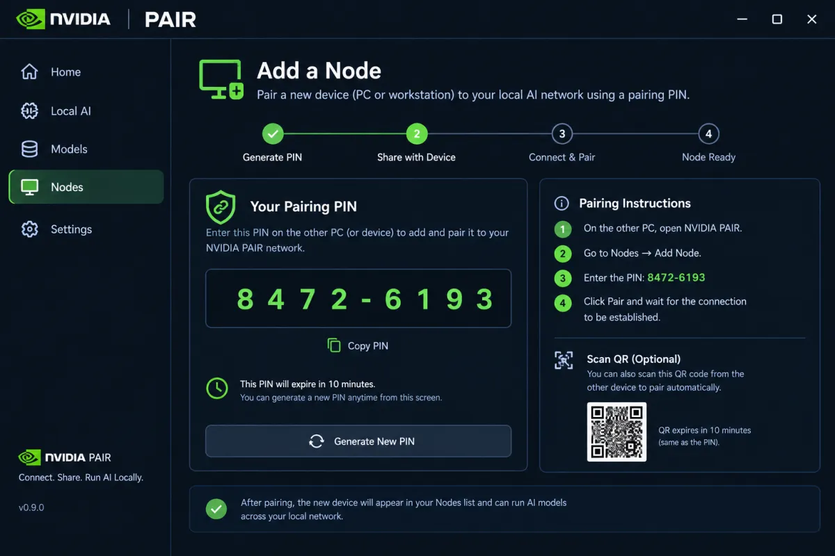 NVIDIA PAIR add node pairing PIN