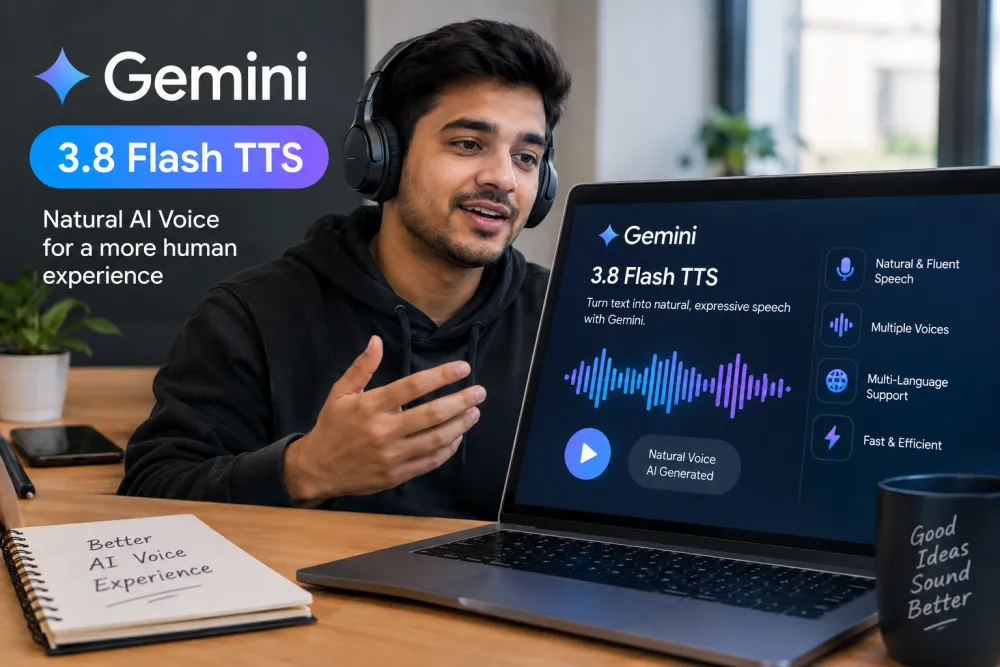 Gemini 3.8 Flash TTS + AI voice waveform