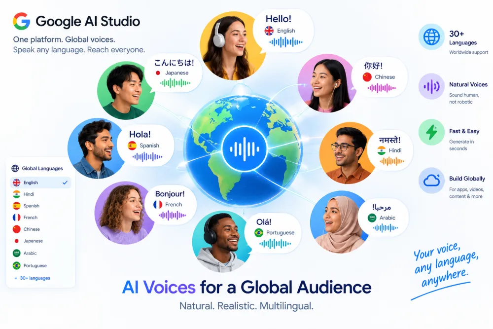 Global languages worldwide AI voice visual